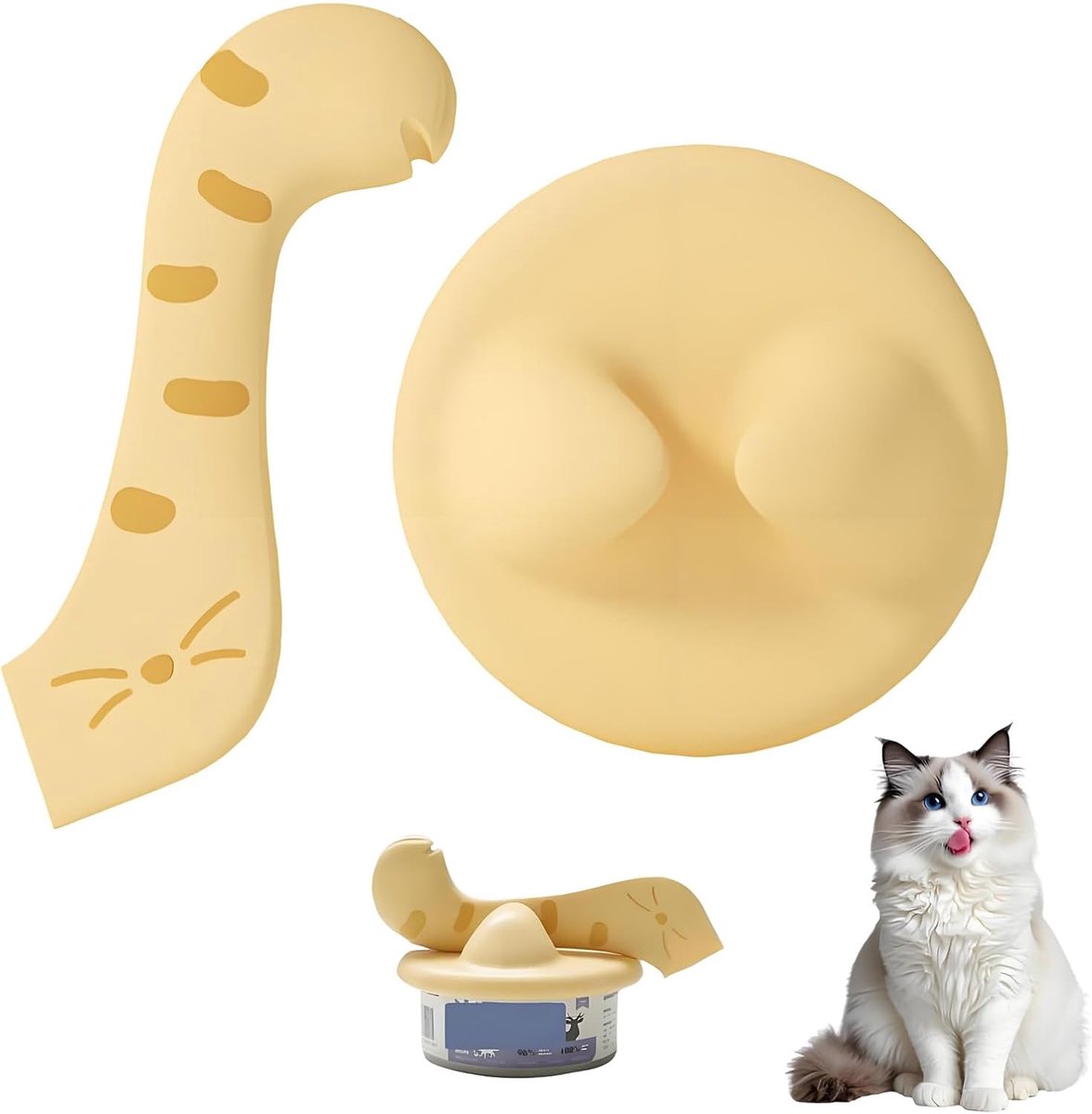 Dailygoods- Blikdeksel 9 cm - Blikdeksel met lepel - Deksel voor huisdiervoer - Herbruikbaar TPE-materiaal - Kattenpootdesign - Veilig en duurzaam
