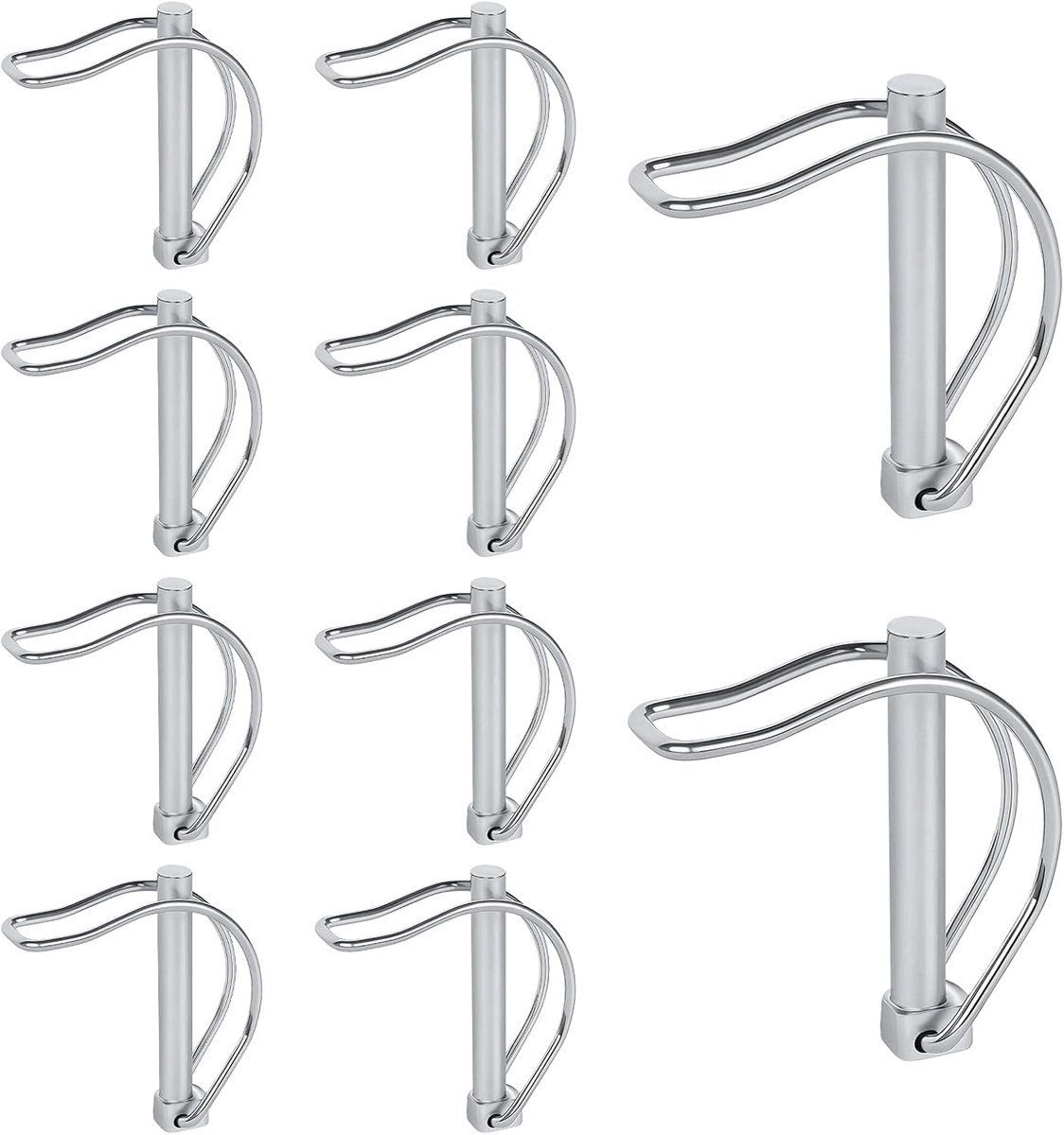 Dailygoods- Klapsplint D-vorm 10 stuks - Borgpen 8 mm x 50 mm - Vergrendeling - Roestvrij staal - Duurzaam - Eenvoudige installatie zonder gereedschap