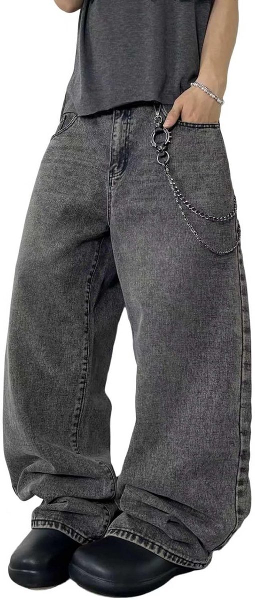 Jeans voor heren, hiphop brede skaterjeans, extra losse denimbroek in Y2K, skateboard, streetwear-stijl