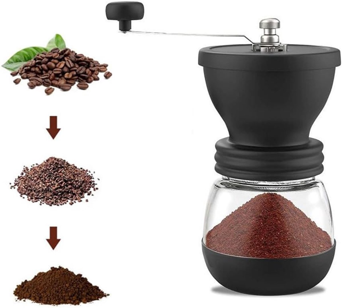 Koffiemolen handmatig - instelbare instellingen - keramische maalwerk - ideaal voor thuis of op reis - ServiceTopper