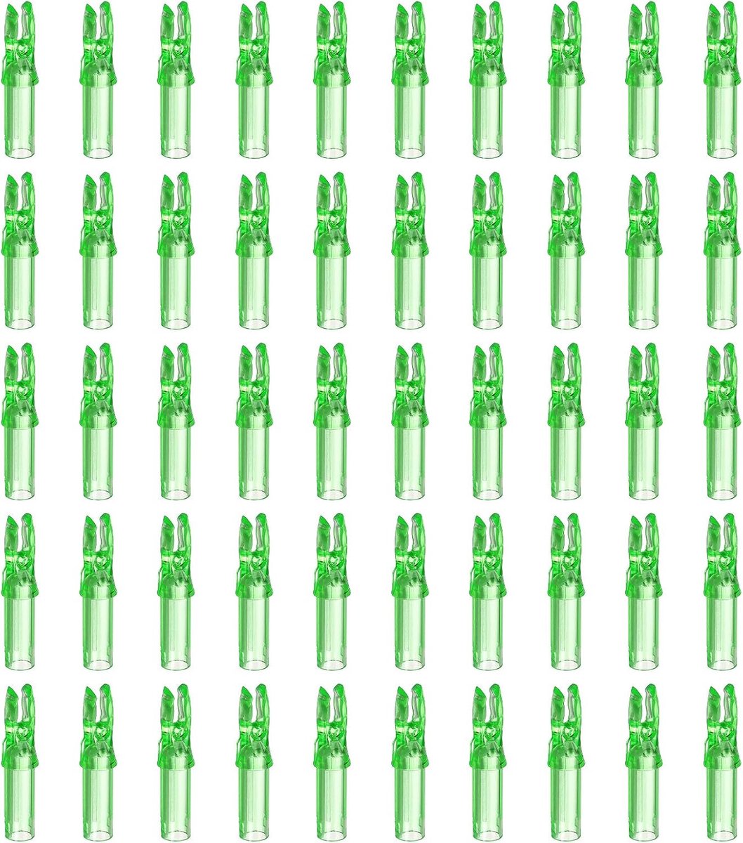 Inkepingen voor boogschietpijlen 6,2 mm, 0,244 inch, 50 stuks, vervanging voor pijlen, transparant, groen