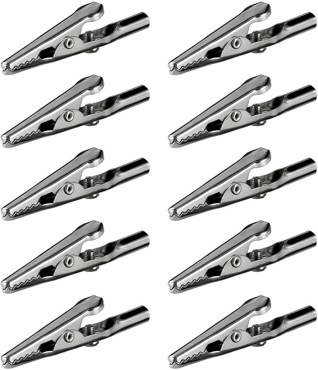 10 x krokodillenklem | 55 mm | met schroef | metalen klemmen | banaanstekker afgrijpklemmen clips alligator | 10 stuks