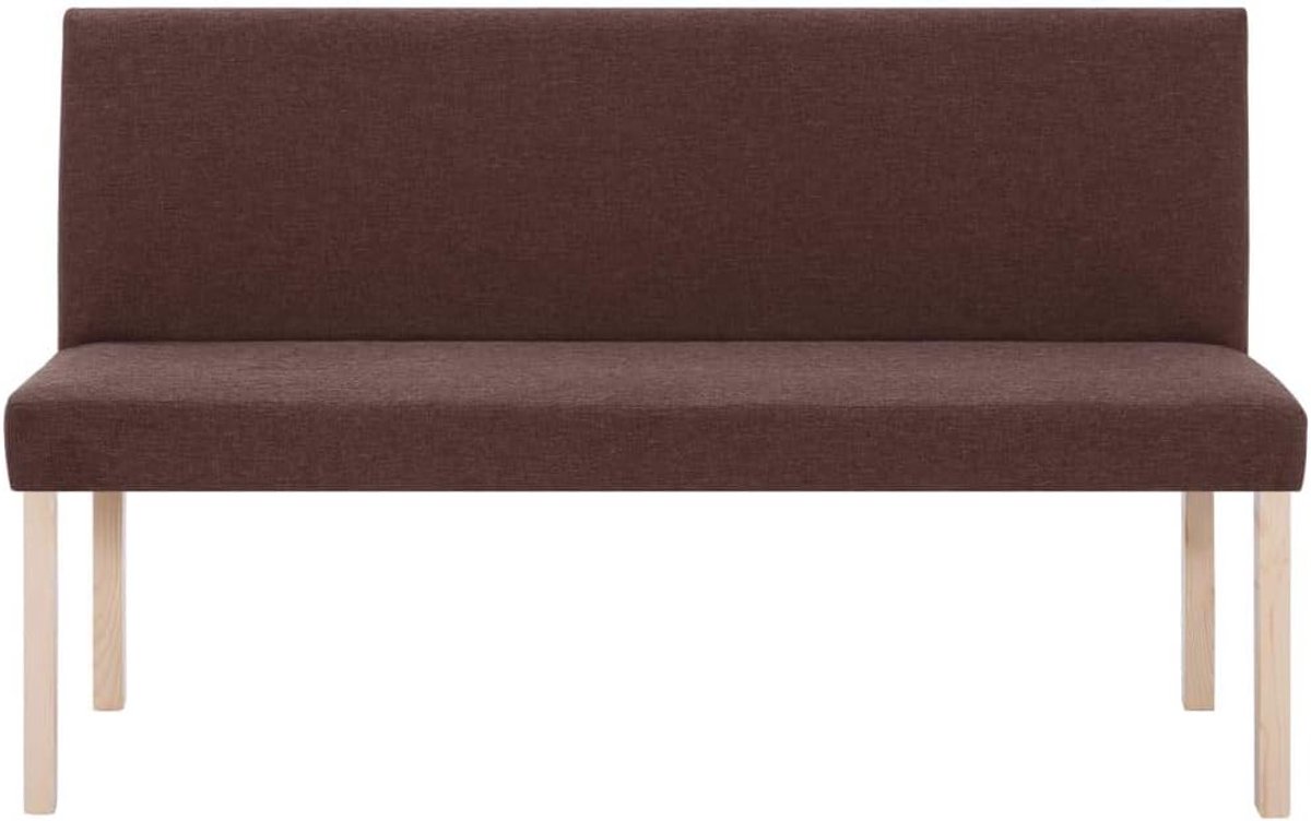 Rugleuningbank, gestoffeerde bank, eetkamerbank, wachtbank, keukenbank, eetbank, gangbank, woonkamerbank, 139,5 cm, bruin polyester