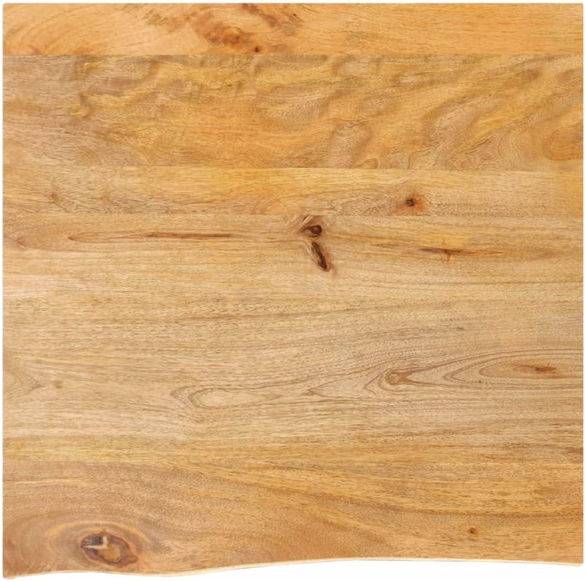 Tafelblad met boomrand, vervangend tafelblad, vervangingsplaat voor tafel, eettafel, houten tafelblad, geschikt voor hotel, café, eetkamer, restaurant, 80 x 80 x 3,8 cm, massief hout, mango