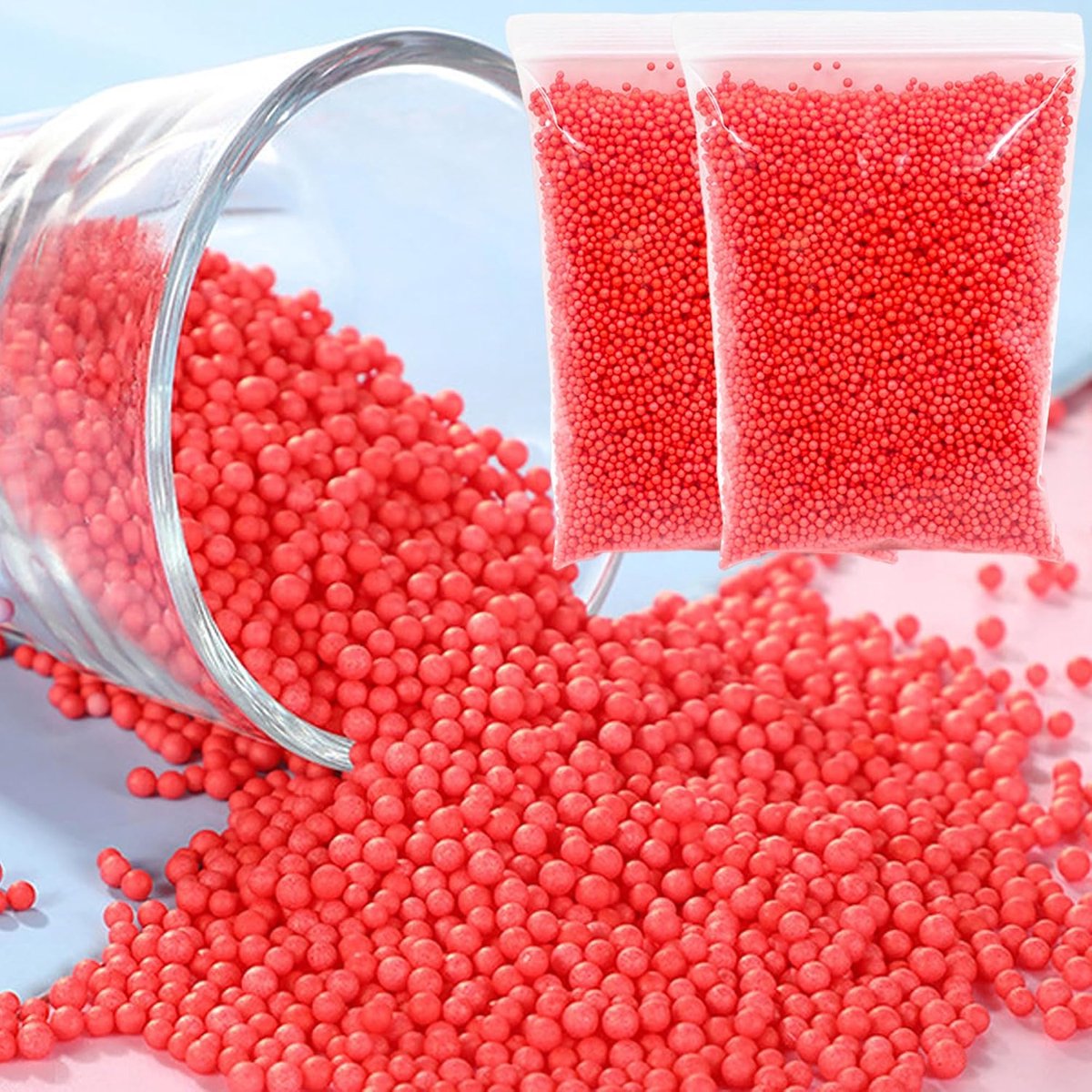 2pcs Red Styrofoam Foam Ball Set 2.5-3.5mm for DIY Slime Supplies, Arts Crafts, Home and Party Decorations, Wedding (Approximately 40000 Pieces)
