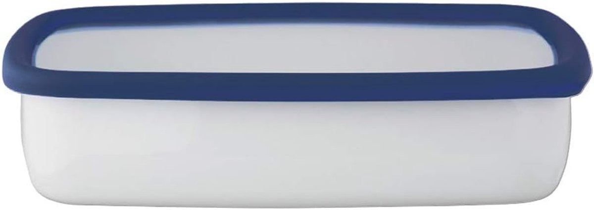 Line Emaille vershouddoos met deksel, plat, 1,6 l, hittebestendig tot 400 °C, meal prep dozen geschikt voor alle warmtebronnen, oven en grill, opbergdoos met deksel