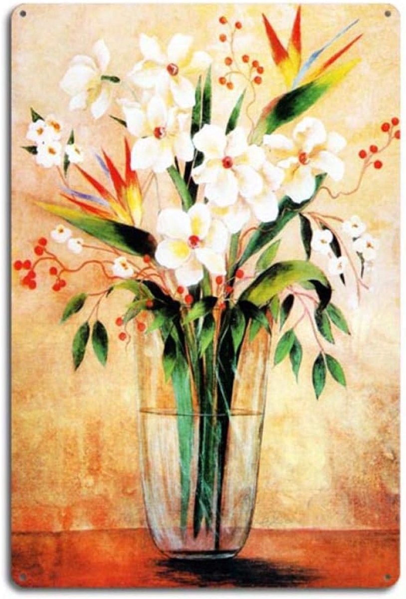 Bord Vintage Verse Kruiden Metalen Plaat Retro Ijzer Schilderij Mooie Bloemen En Groene Planten Woondecoratie Voor Kit 20x30cm 10