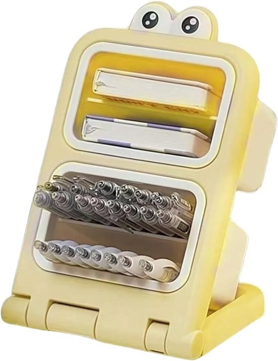 Bureau Potloodhouder - Kantoor Organizer - Bureau Opbergen - Schuine Vakken - 14.3x14.3x23.5 cm - Geel