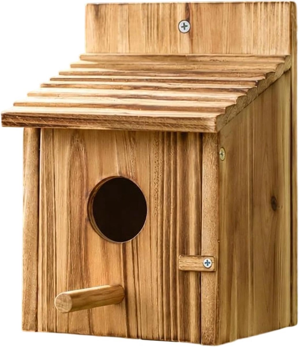 Vogelhuisjes Voor Buitengebruik Houten Decoratief Nest | Natuurlijke Kolibriehuisjes Voor Buiten voor Bluebird Parkiet Papegaai Winterkoninkje Mus Roodborst Tuin Achtertuin Terras