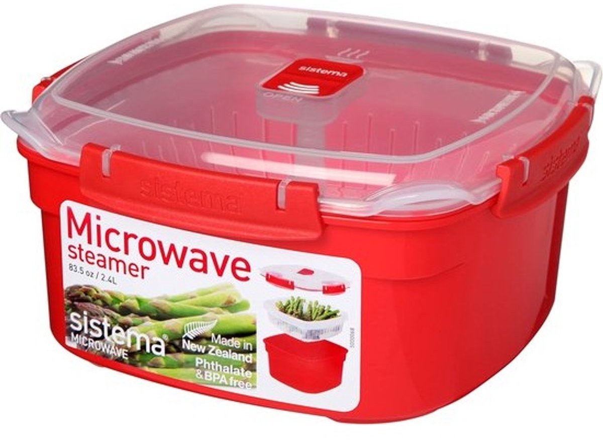 Magnetron Stoompan - Stoomkoker Bak - Snel Groenten Koken - Uitneembare Kookplaat - 24 Liter - Rood