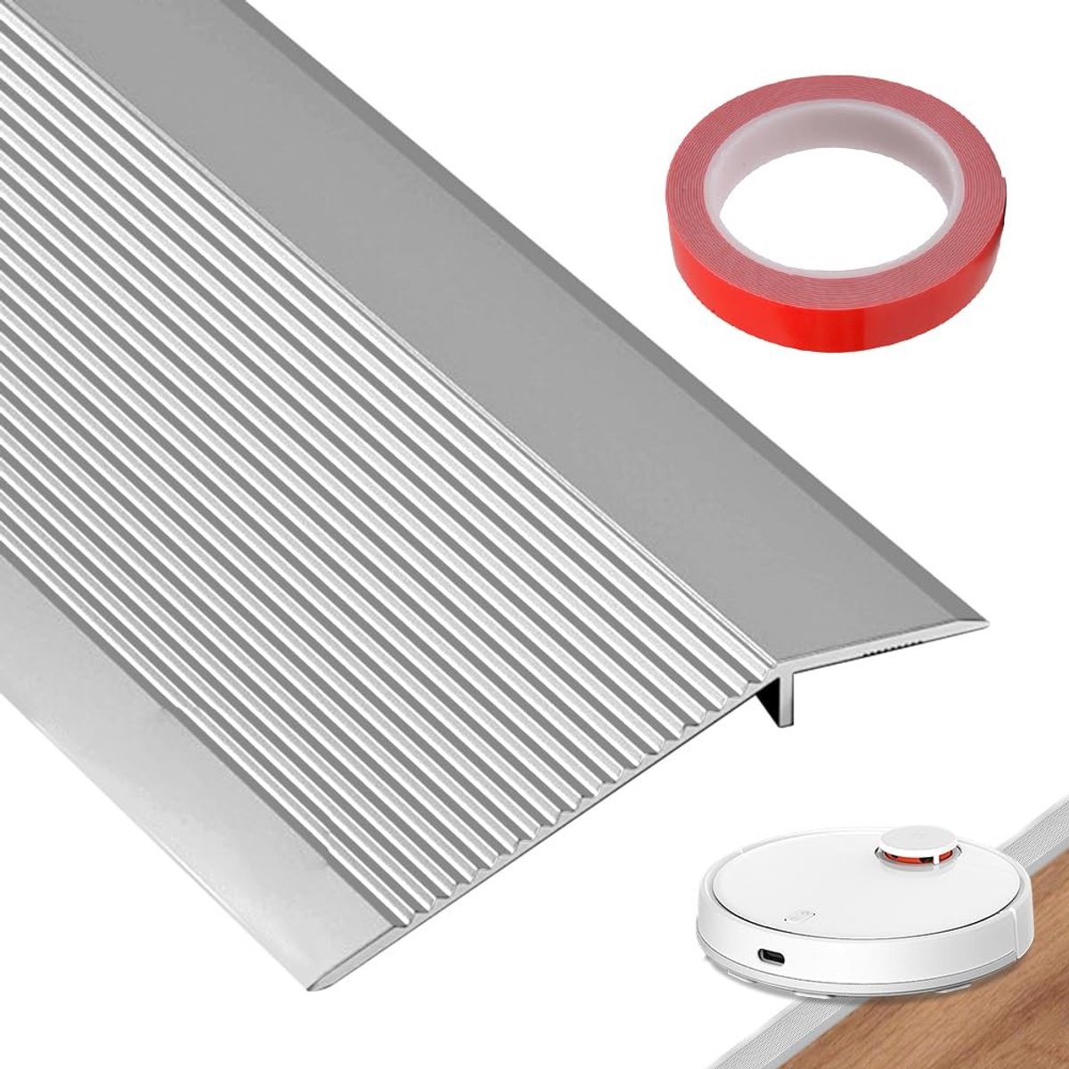 Overgangsband van aluminium - 3 ft x 10 cm - Verlaagt hoogte tussen 8 en 40 mm - Ideaal voor drempels en toegangspunten