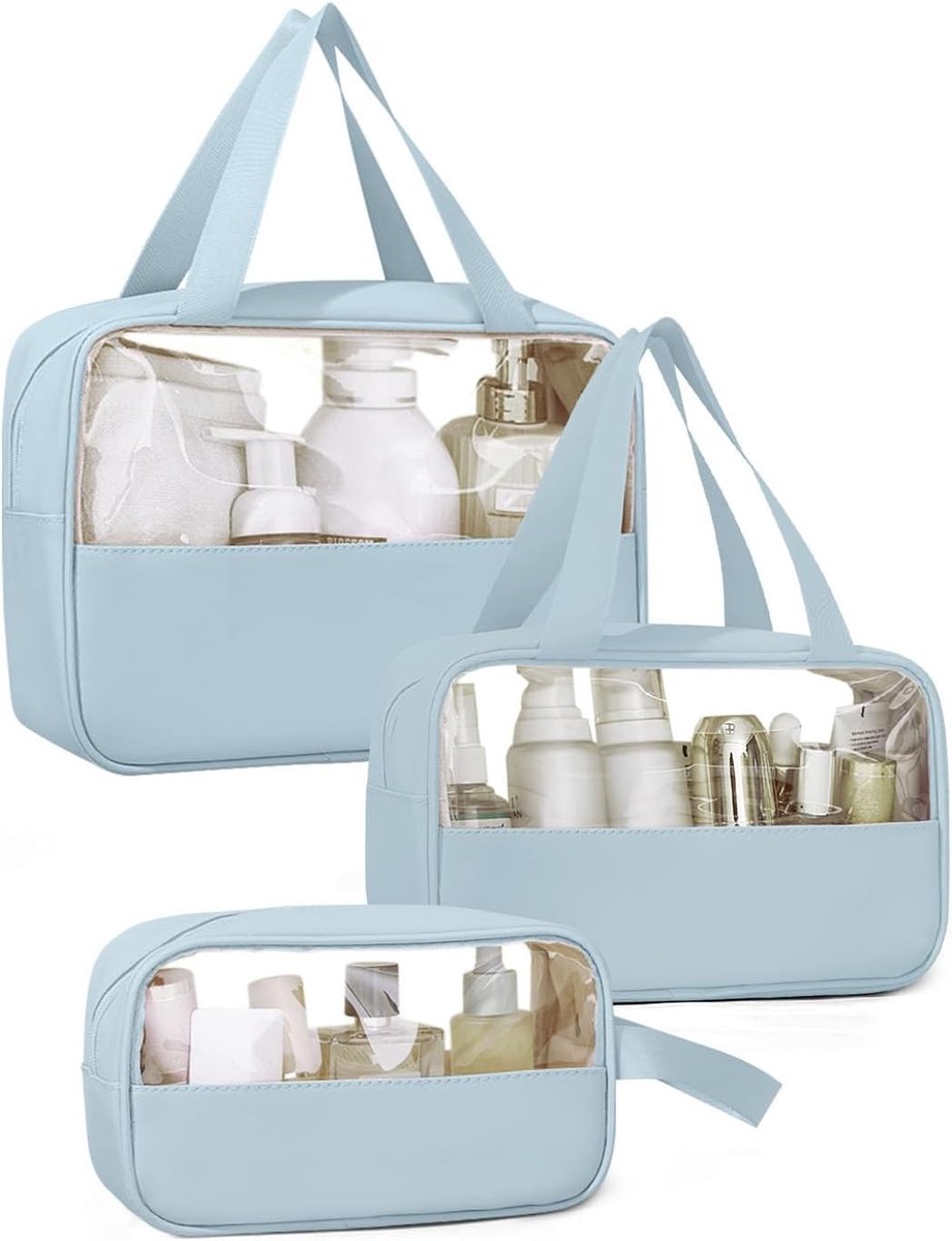 Toilettas Dames Heren, Blauw, S+M+L, Minimalistisch