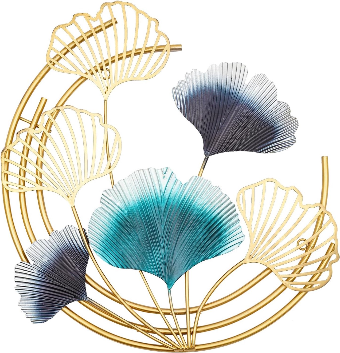 Wanddecoratie 3-delige set - luxe metaal - gouden bladeren - elegante sfeer - m-winkel
