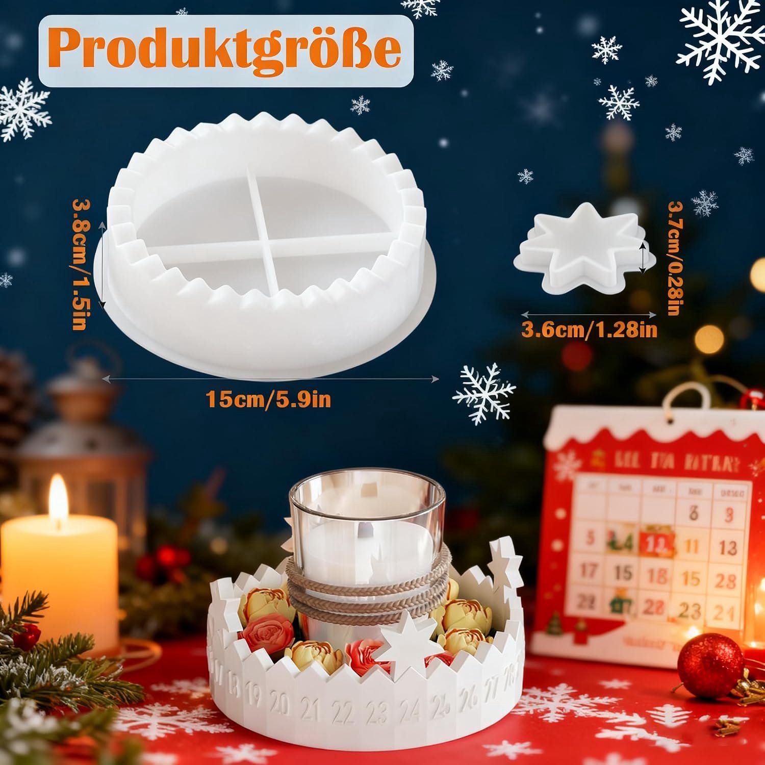 Gietvormen adventskrans set - siliconen - voor adventskalender - creatief decoreren m-winkel - m-winkel – foto 5