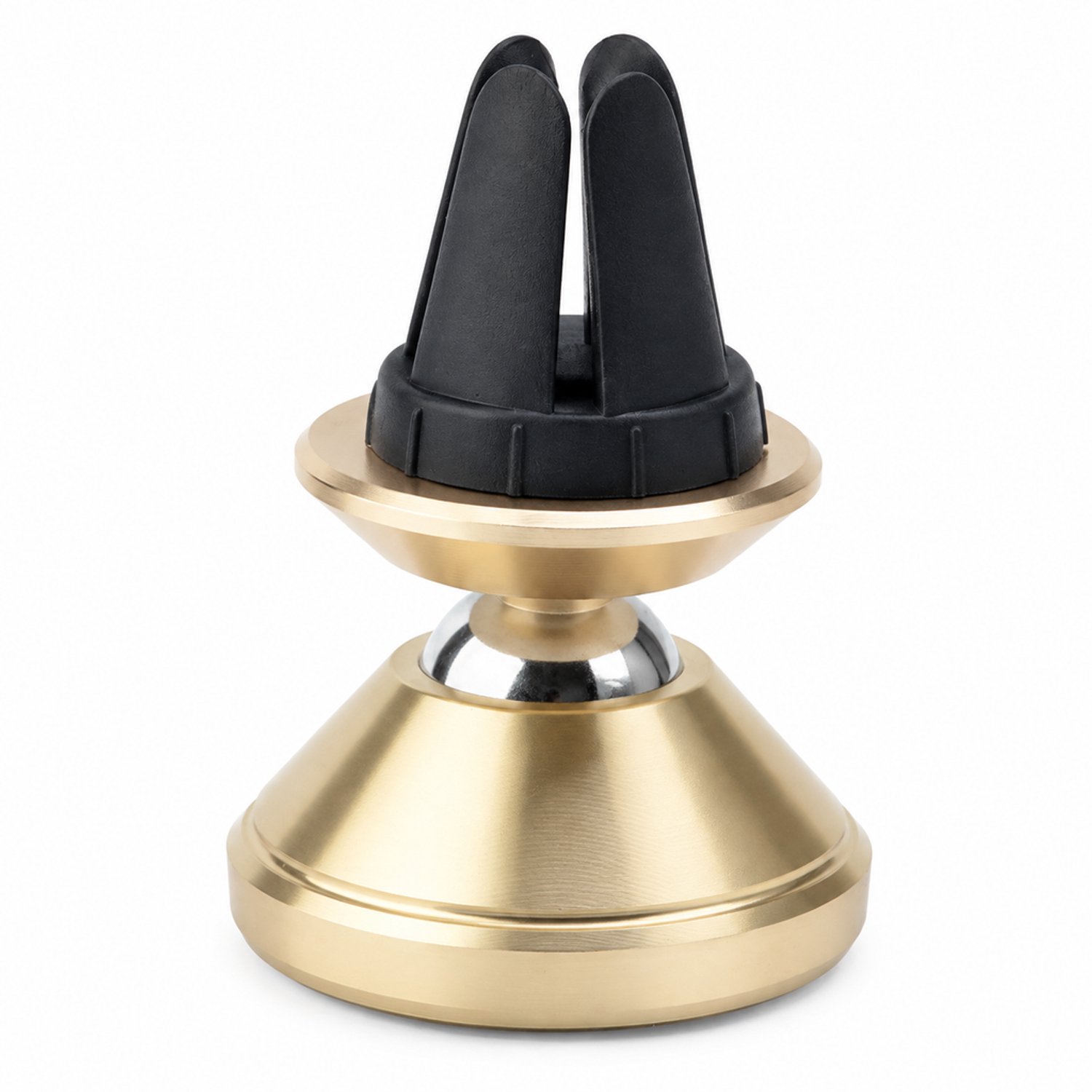 Telefoonhouders auto: magnetische houder met ventilatieroosterclip, goudkleurige aluminiumlegering