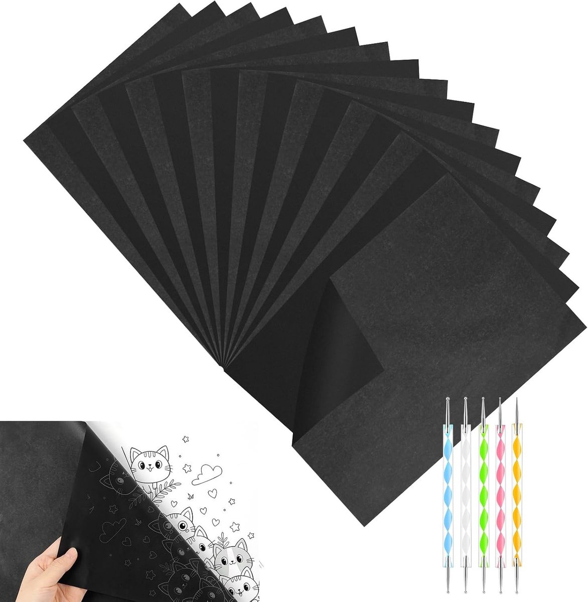200 Vellen A4 Zwart Koolstofpapier voor Overdracht, Ideaal voor Tekeningen op Hout, Stof en Canvas