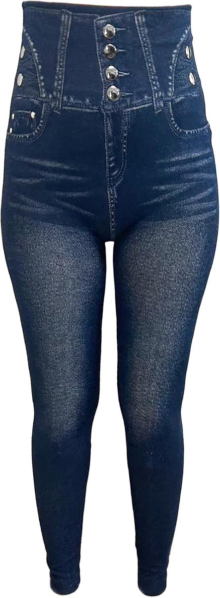 1 x thermische legging voor dames, thermische broek, elastisch en comfortabel, broek met hoge taille, warme leggings voor de winter, thermische kleding voor dames (blauw/hoog, 1), Blauw