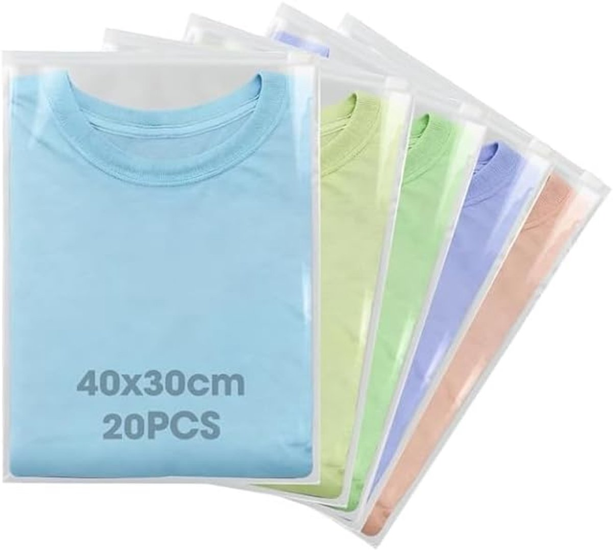 20 stuks zakken met ritssluiting, waterdicht, groot, 40 x 30 cm, hersluitbare plastic zakken, transparante reistas, Ziplock Bag voor kleding, schoenen, kantoorbenodigdheden, cosmetica