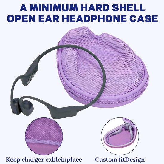 Bone Conduction Headphones Case, compatibel met OpenRun Pro 2, OpenSwim en andere (Paars), Hardcase voor botgeleiding koptelefoons — afbeelding 4