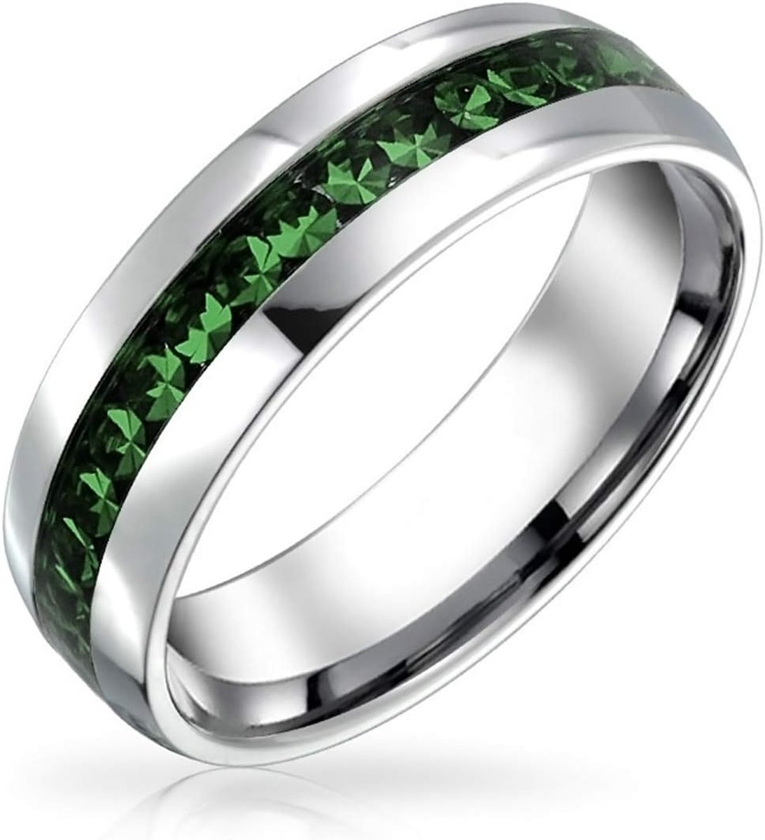 Jewelry Pas Kanaal Set Crystal Eternity Band Ring Unisex Zilver Getinte Rvs Geboortesteen Maand Kleuren 6mm Maten 5-12