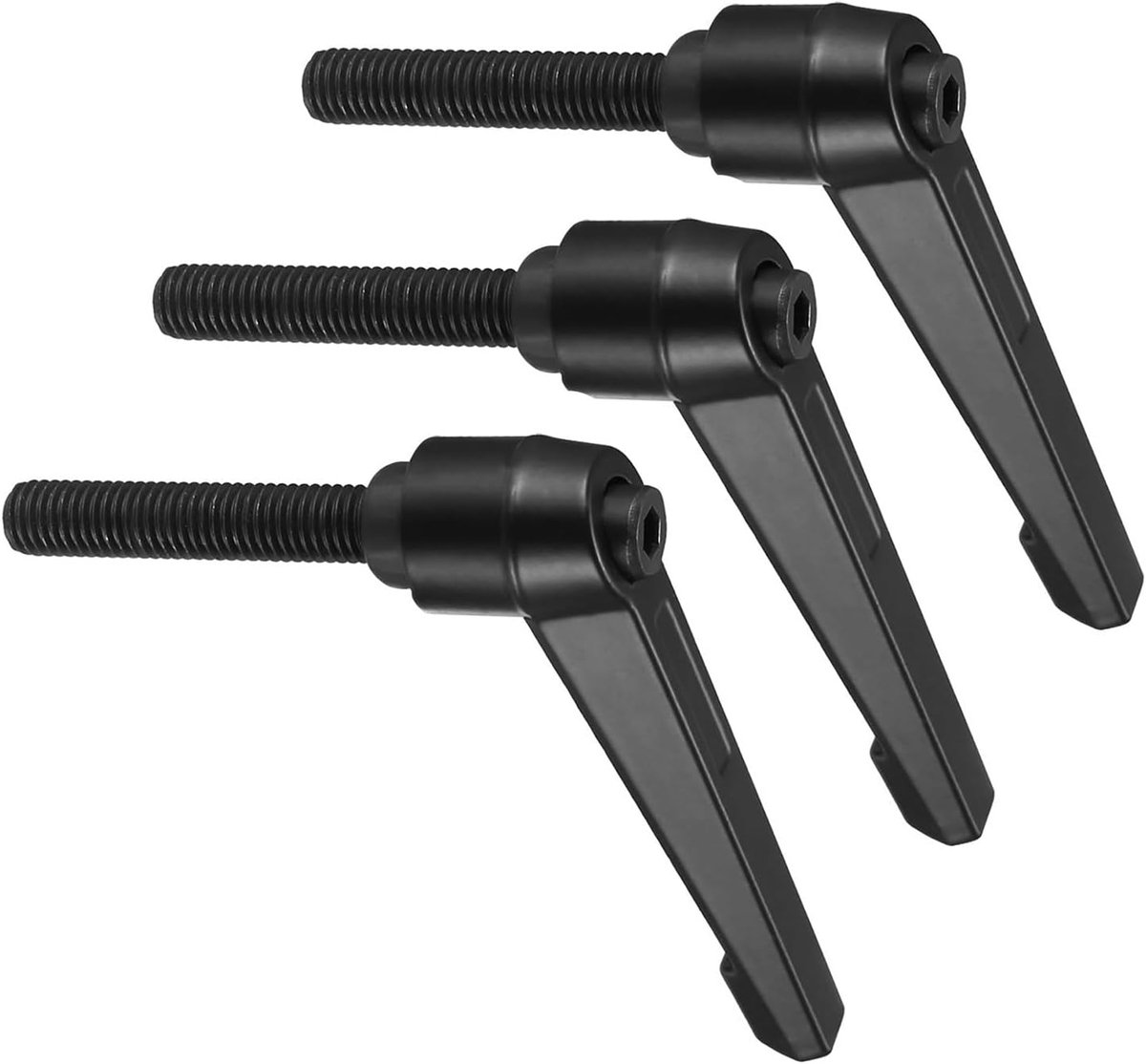 Handgrepen, M10 x 50 mm mannelijke draad, verstelbaar, snelle ontgrendeling, draaibare vergrendeling, bouten, knoppen, zwart, gedraaide machines, 3 stuks