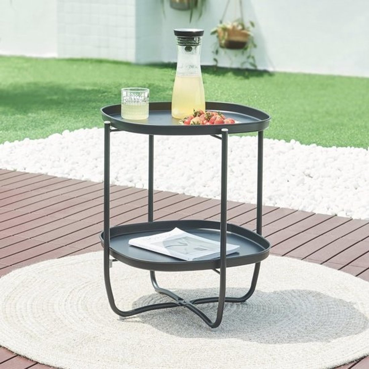 Bijzettafel voor buiten - Vierkante Dienbladtafel van Metaal - 58x46 cm - Stijlvol en Functioneel