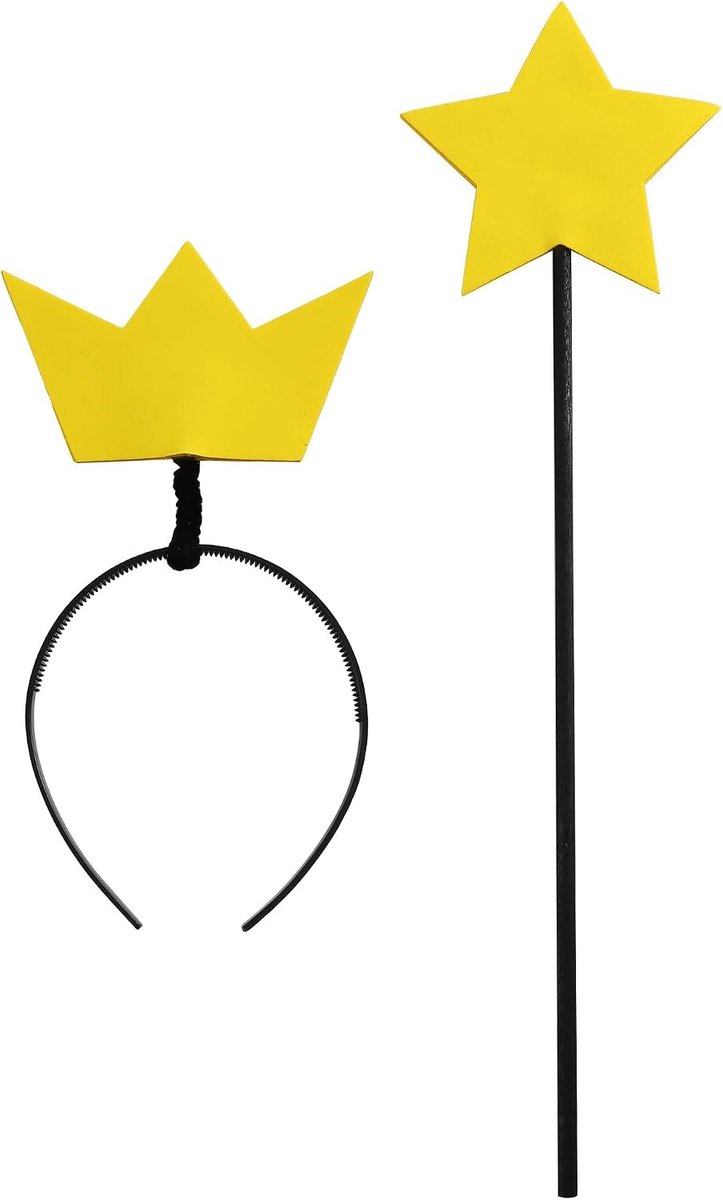 Accessoires, met kroon en ster, accessoires voor kostuum, gele ster, voor Halloween, carnaval, feest