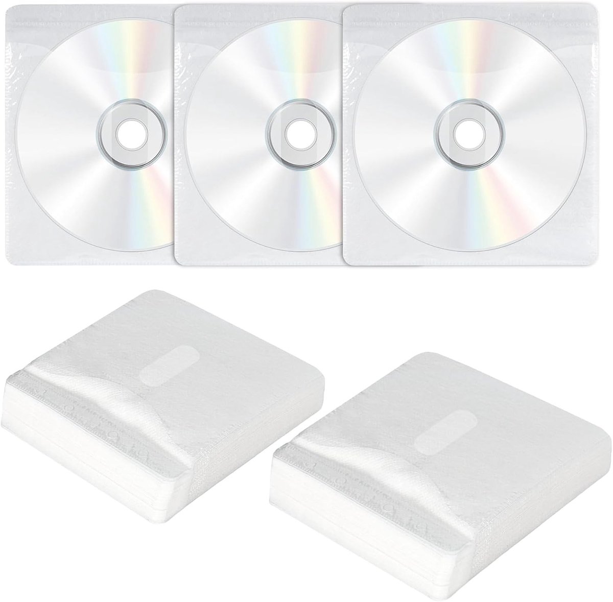 200 Stuks Dubbelzijdige CD/DVD Hoezen, Plastic Beschermhoezen voor CD's en DVD's, Ideaal voor Opslag en Bescherming