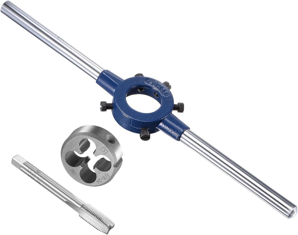 Complete Set voor Tap en Die Handgreep met 3/8-24 UNF Die en M11 Die voor Draadreparatie en Schaalverwerking - Hoogwaardige Staal Gereedschap Kit voor Precisie en Duurzaamheid