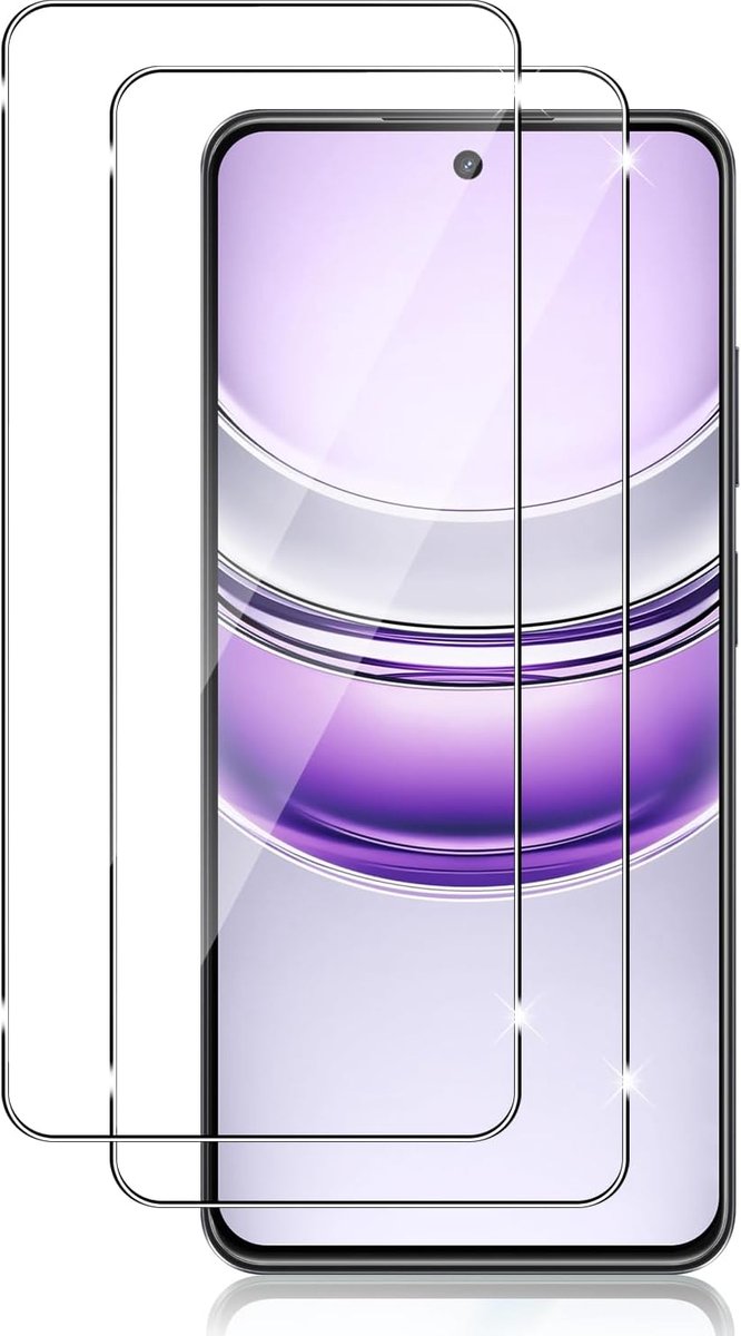 Beschermfolie voor Realme C73 pantserglas, 2 stuks, gehard glas, pantserfolie, 9H hardheid, anti-kras, anti-luchtbellen, displaybeschermfolies HD helder beschermfolie