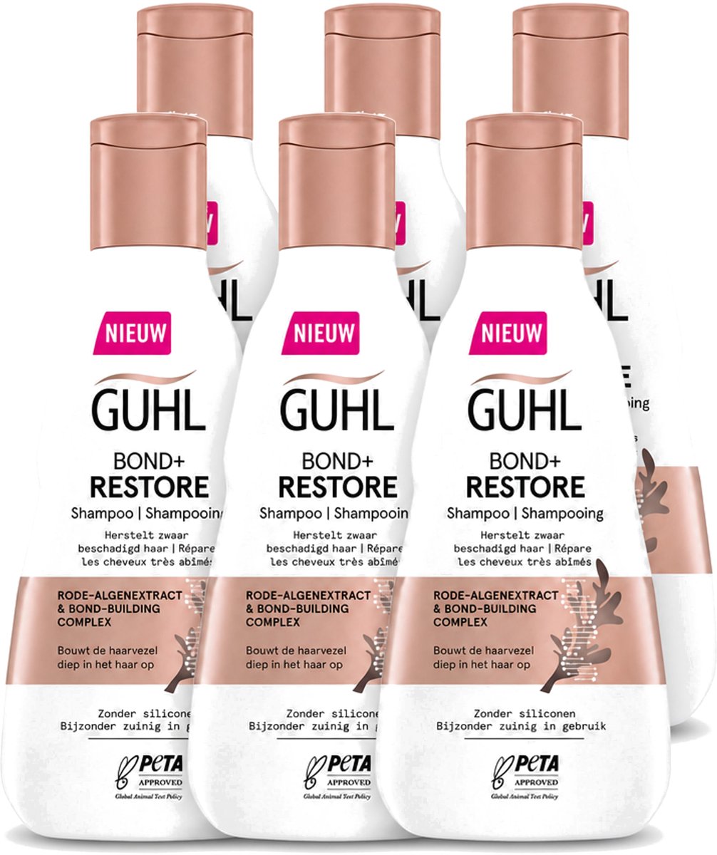 6 x Guhl - Shampoo - Bond+ Restore - 250 ml - Voordeelverpakking - 6 stuks