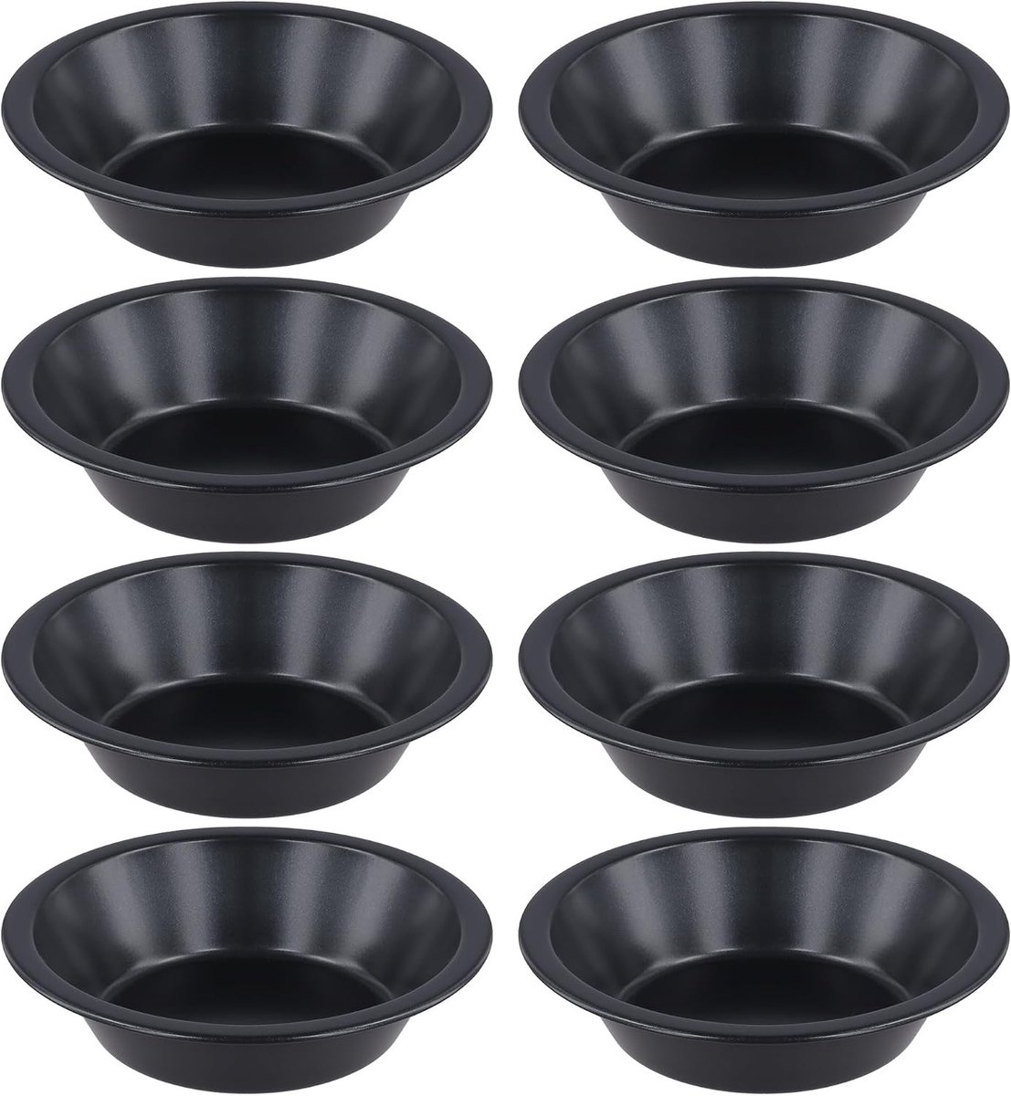 Set van 8 Mini Ronde Taartvormen van Carbonstaal, Antiaanbak, Ideaal voor Individuele Taarten en Bakken, 12.5 x 8 x 3 cm