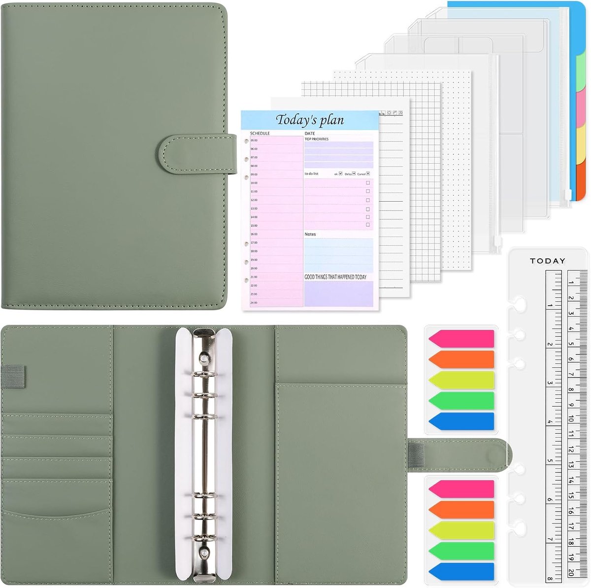 A5, navulbaar, notitieboek met bindvakken, huishoudboek, ringband, A5-vellen, navulpapier, notitieboek met bindvakken, A5-map voor schoolnotities