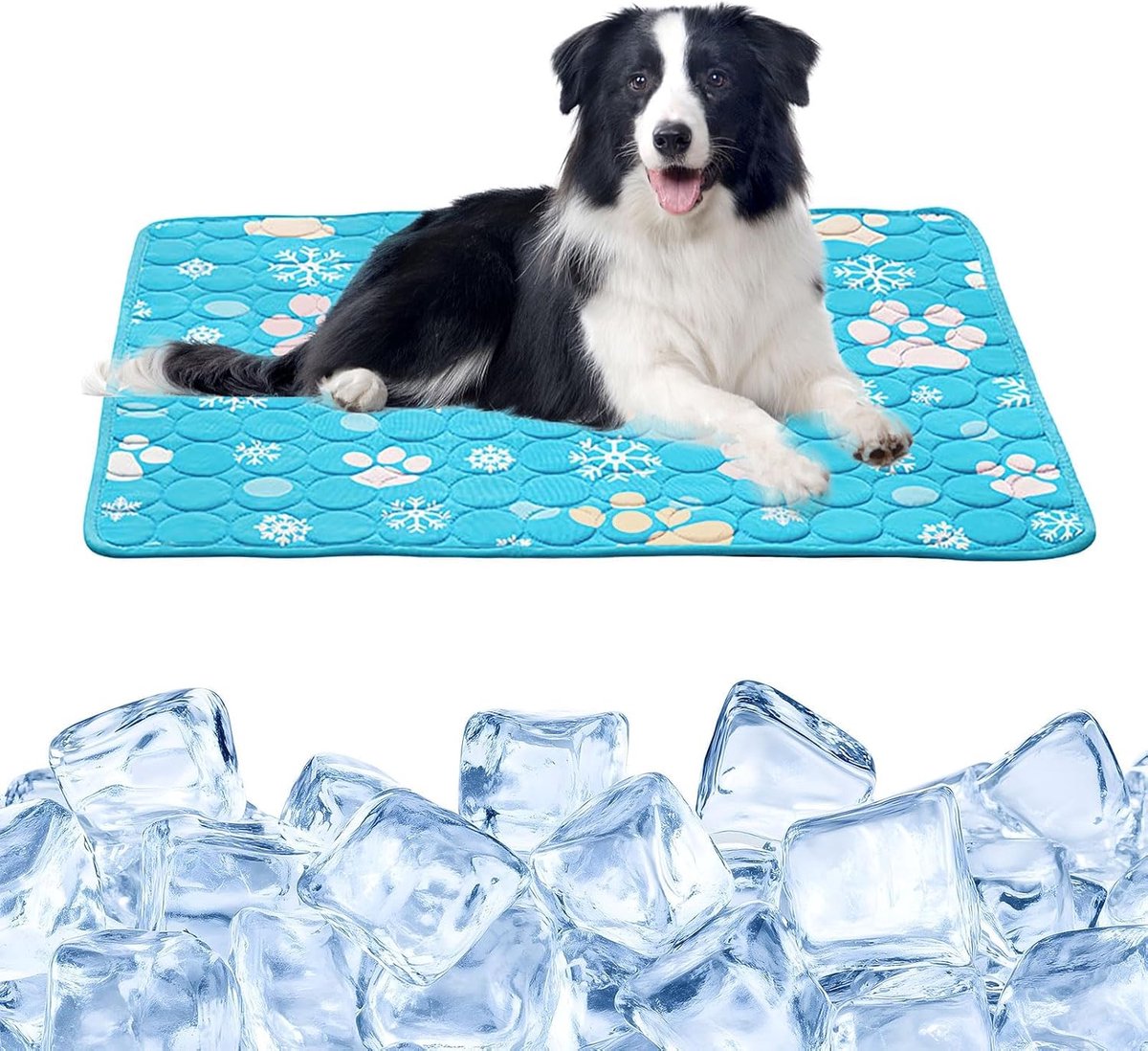 Koelmat voor honden en katten, zelfkoelende hondenmat, koeldeken voor honden en katten, zelfkoelende mat voor huisdieren, zomerkoelkussen voor buiten, auto, binnen (blauw 3, 100 x 70 cm)
