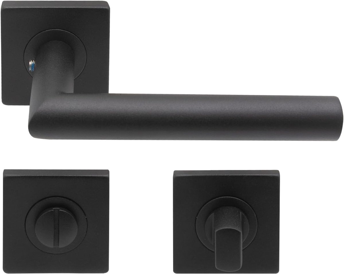 Solutions Deurkrukset WC RVS Mat Zwart Vierkante Rozet 16,50 x 19,50 x 6,50 cm voor Binnendeur