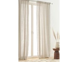Multifunctionele gordijnen set van 2, polyester-katoenmix, Oeko-Tex® gecertificeerd, greige, 140 x 300 cm