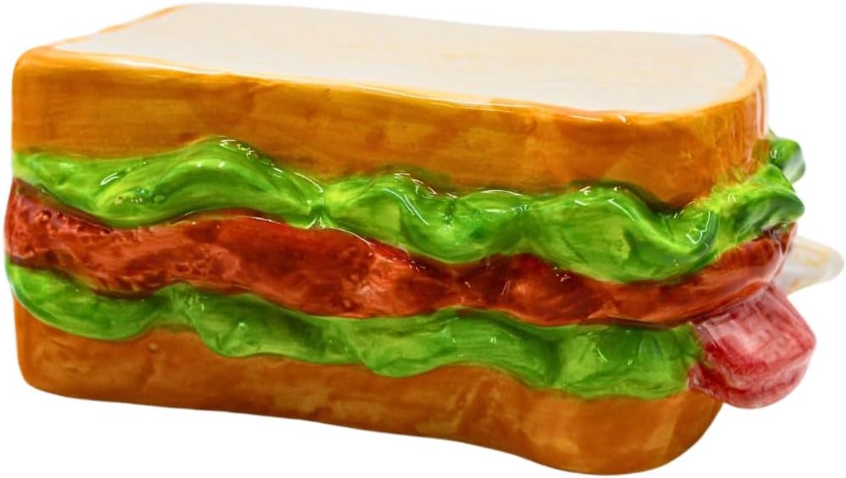 Keramische spaarpot als sandwich - witbrood - sandwichspaarpot - saving-box, afmetingen L/B/H: ca. 12 x 6 x 15 cm