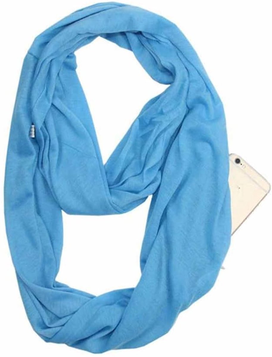 Eenkleurige sjaal met verborgen ritssluiting, lichte reissjaal, Infinity, cirkelsjaal, katoen, bandana's, zachte colsjaal voor dames en meisjes
