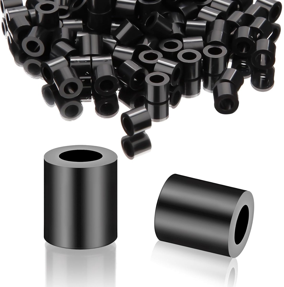 100 stuks ronde afstandhouders, ABS nylon sluitringen, M4 - 7 x 5 mm, afstandshulzen, kunststof, zwart, afstandhouders, wandisolatie, sluitringen zonder schroefdraad, afstandhulzen voor