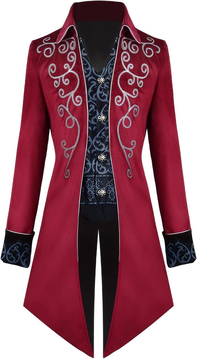 Jas voor heren, middeleeuwse, gothic, retro jas, Victoriaanse jas voor Halloween