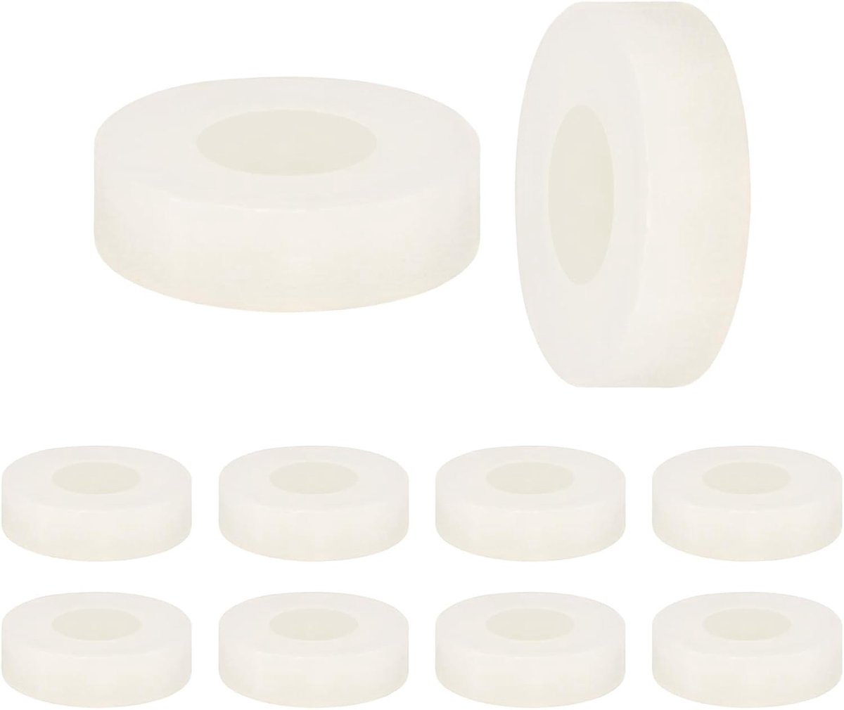 Set van 100 nylon ringen, 3,2 mm ID 7 mm OD 2 mm lengte ronde plastic afstandhouder afstandhouder niet-schroefdraad voor M3 schroeven/bouten/stopcontact/schakelaarhouder [wit]