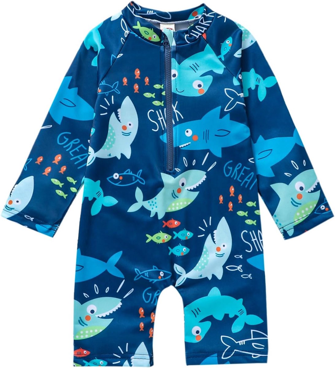 Badpak voor pasgeborenen, babybadpak met ritssluiting, zwembroek met korte mouwen