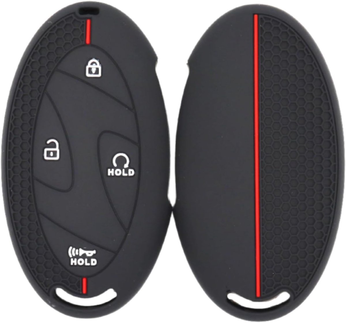 Autosleutelhoes geschikt voor Hyundai Tucson NX4 Kona SX2 Ioniq 6 EV Grandeur GN7 Azera Elantra Sonata 5-7 knoppen sleutelhoes accessoires (zwart + rode lijn)