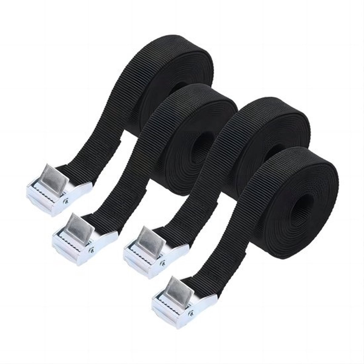 Set van 4 verstelbare spanbanden 1,5 m x 25 mm voor motorfietsen en vrachtwagens