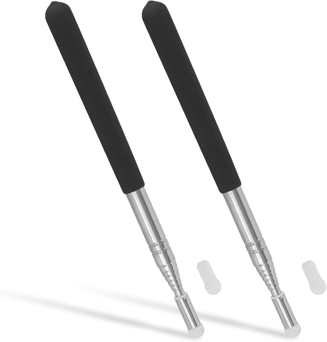 Set van 2 stuks, in lengte verstelbaar, 103 cm, siliconen handgreep, uittrekbaar, geschikt voor lessen, conferentietrainingen, zandtafelpresentaties (zwart, 103 cm)