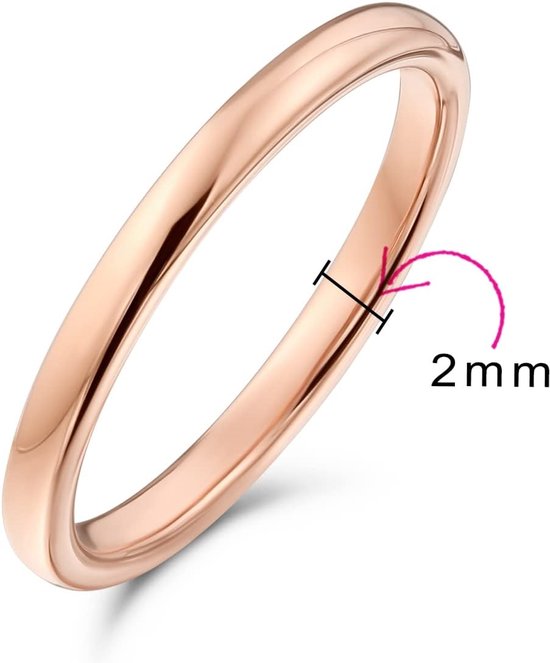 Jewelry Thin Minimalist Dome Couples Wedding Band gepolijst Rose Gold Plated Tungsten Ring for Men for Vrouwen Comfort Fit 4MM — afbeelding 2