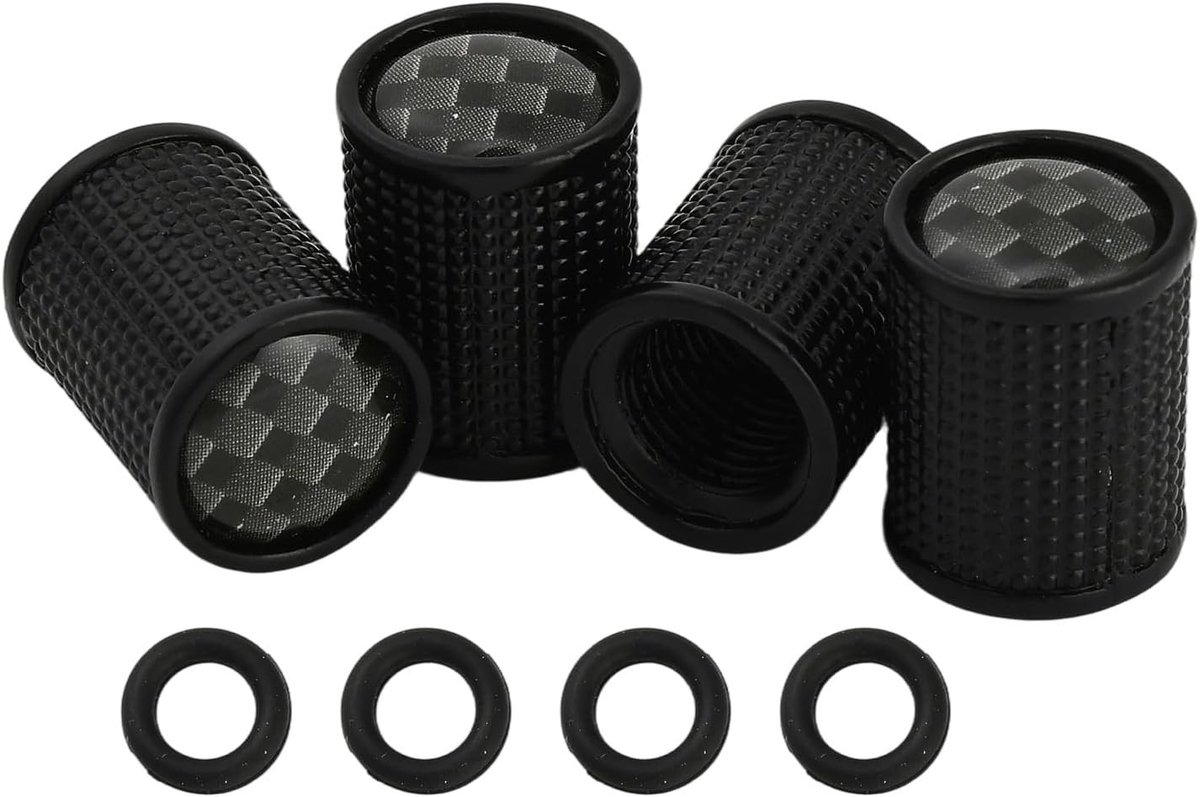 4 Stuks Ventieldoppen voor Auto, Motor en Fiets - Carbon Fiber Patroon, Zinklegering, Stofafdekkers, Universele Pasvorm, Zwart en Lekvrij