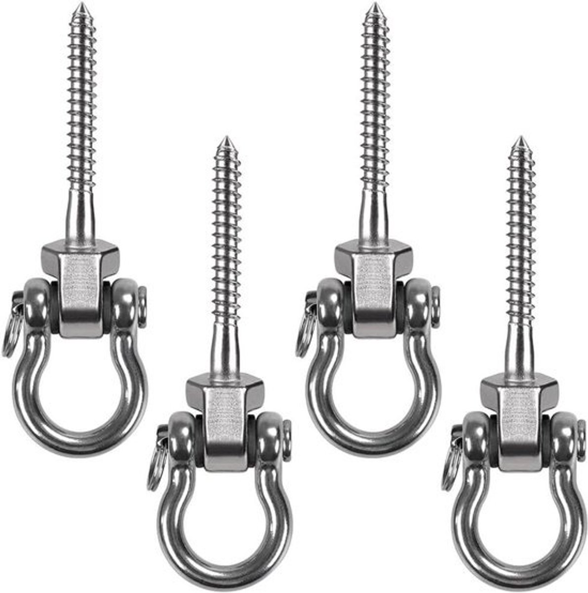 Schommel Hangers - Bevestiging Haken - Buiten Speelgoed - Roestvrij Staal - 4 Stuks - Zilver
