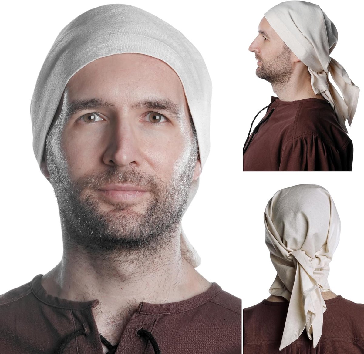 piratenhoofddoek voor heren, 100% katoen, driehoekig, model: Fidegart