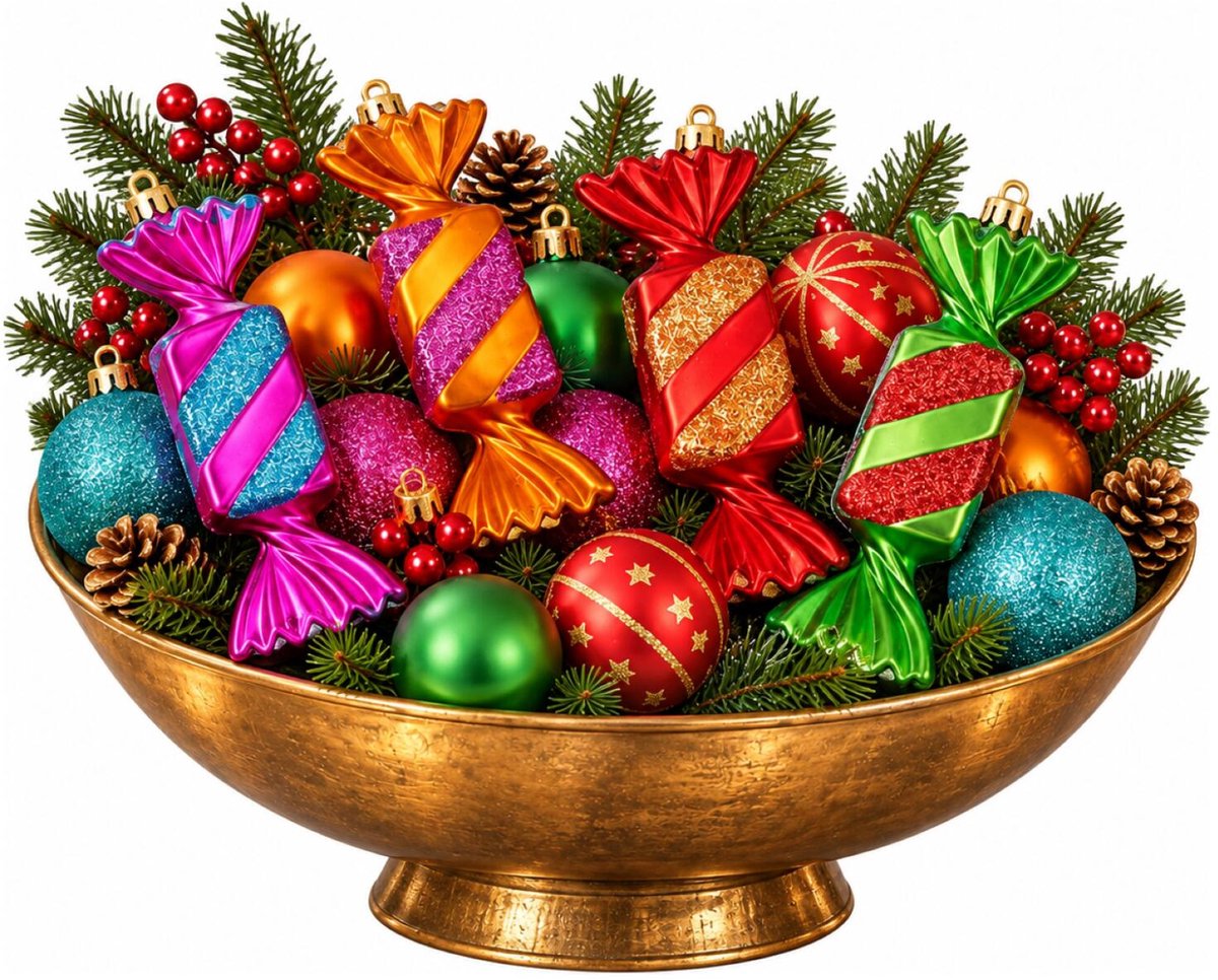 Inge Christmas Kerstballen en snoepjes ornamenten - 31x st - gekleurd - kunststof